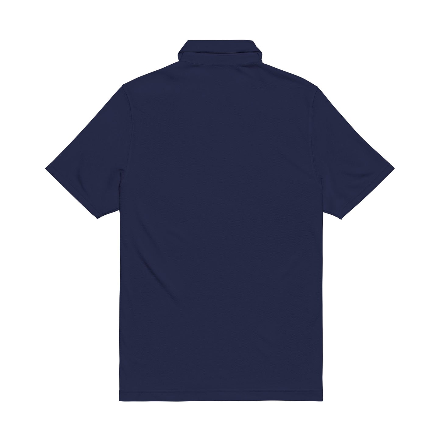 Back of blue polo shirt on a white background