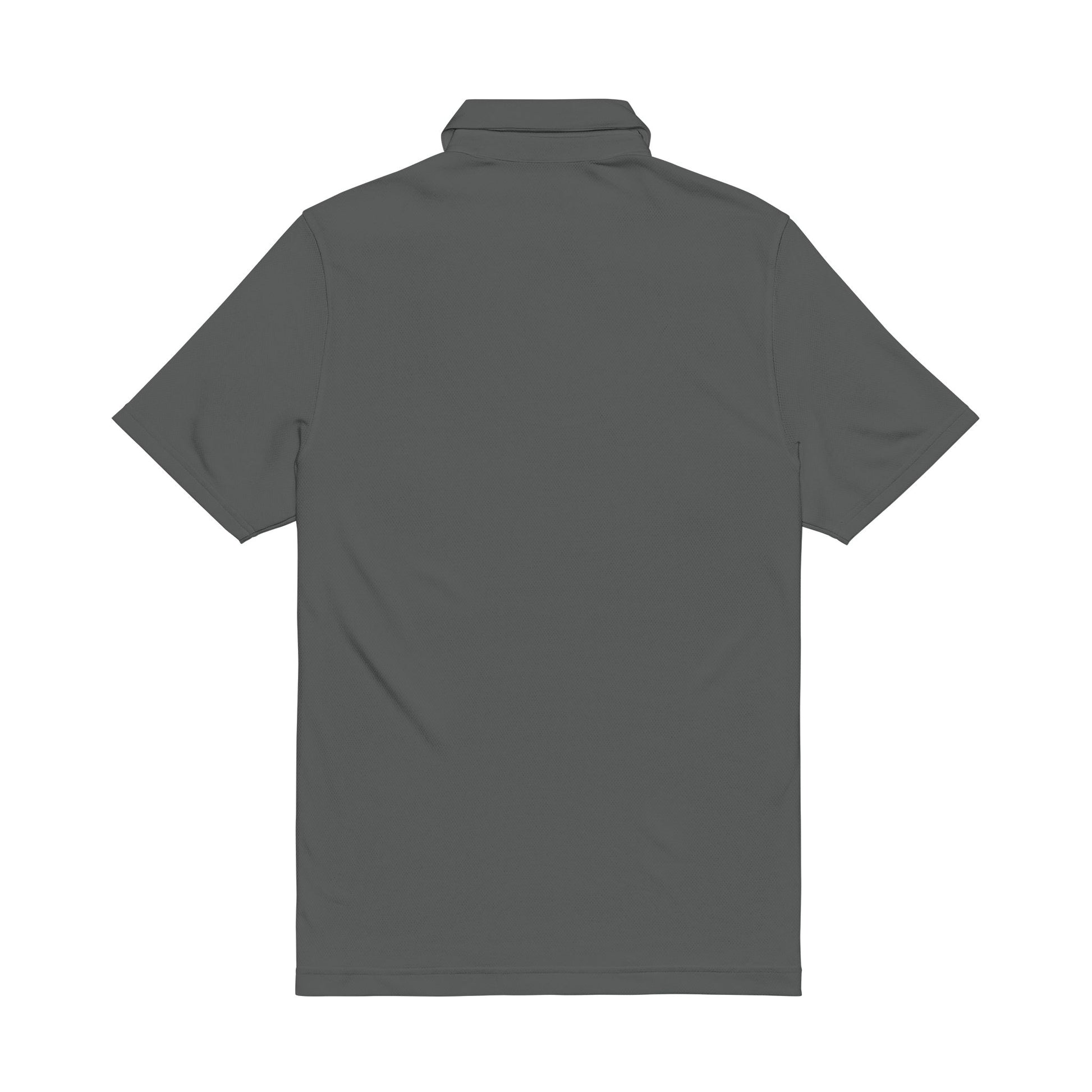 Back of gray polo shirt on a white background