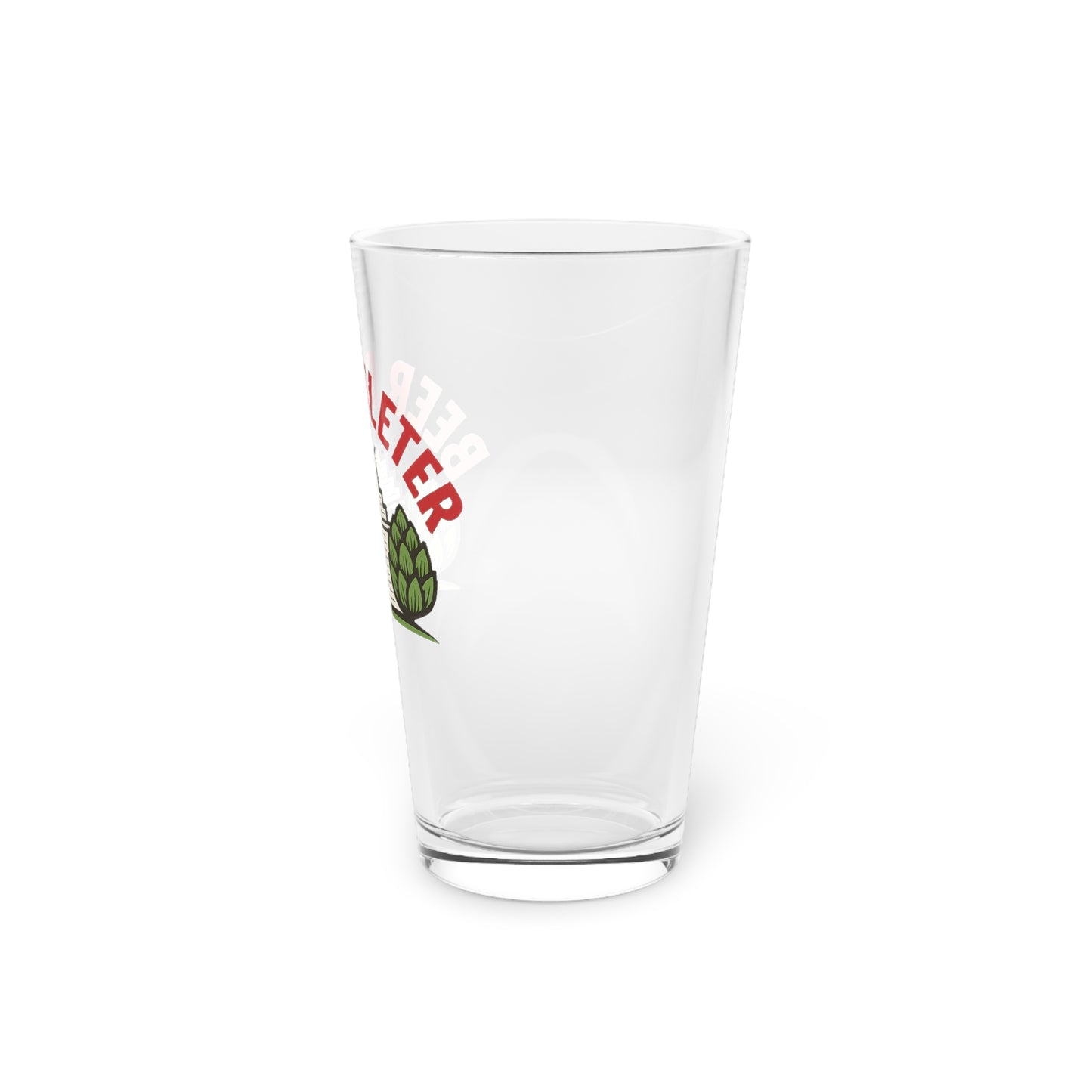 Clear glass with a logo on a white background