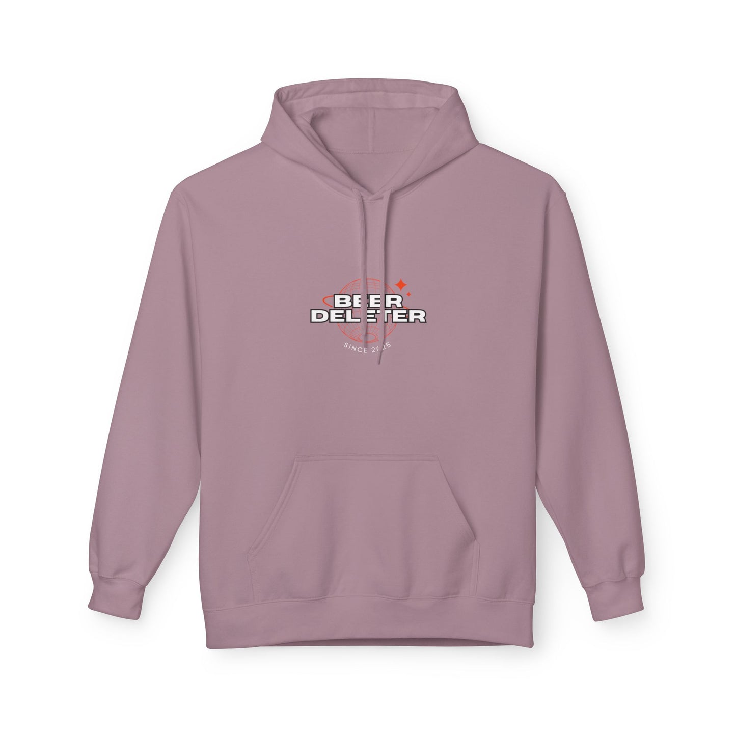 Purple hoodie with 'Beer Deleter' graphic on a white background