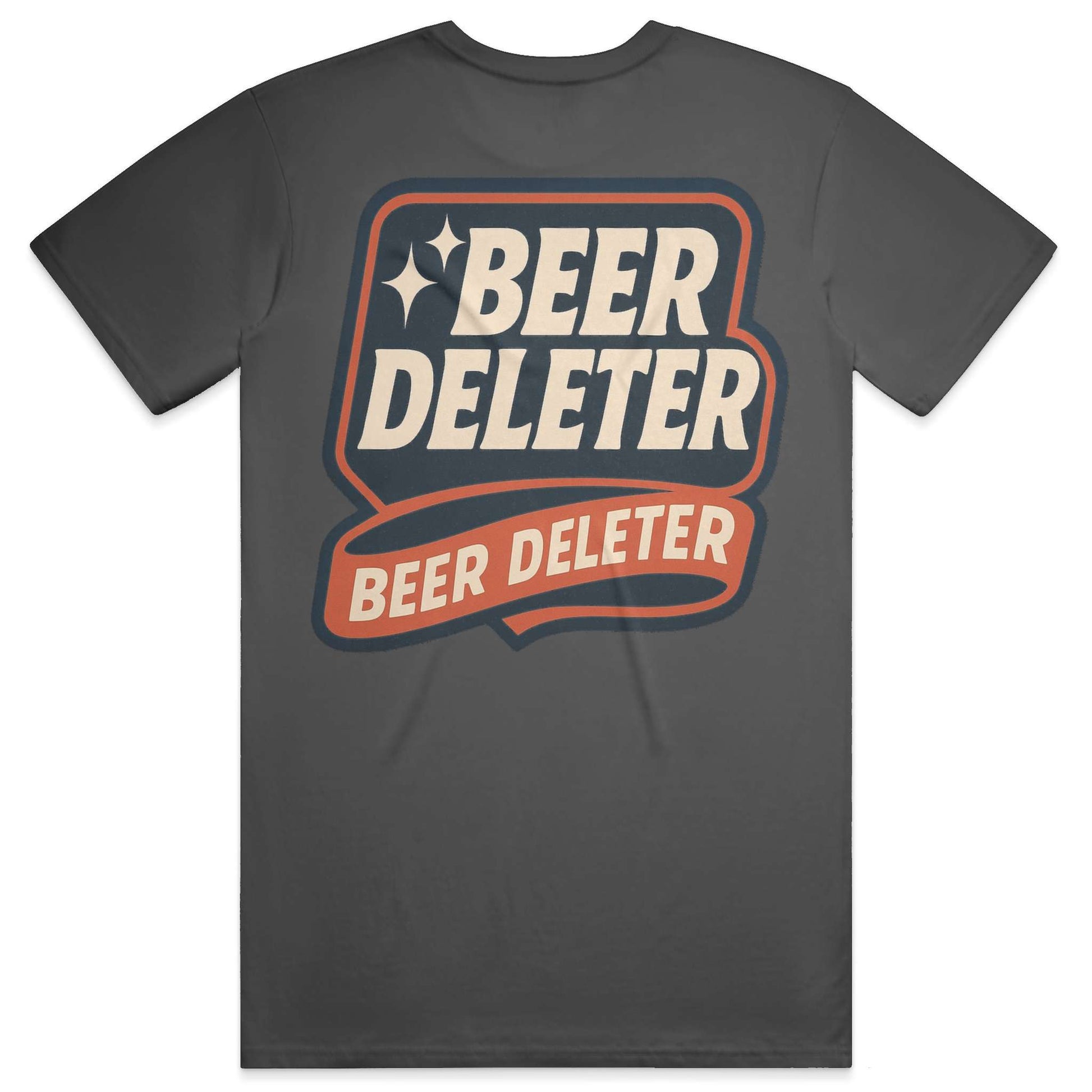 Dark Gray t-shirt with 'Beer Deleter' graphic on a white background