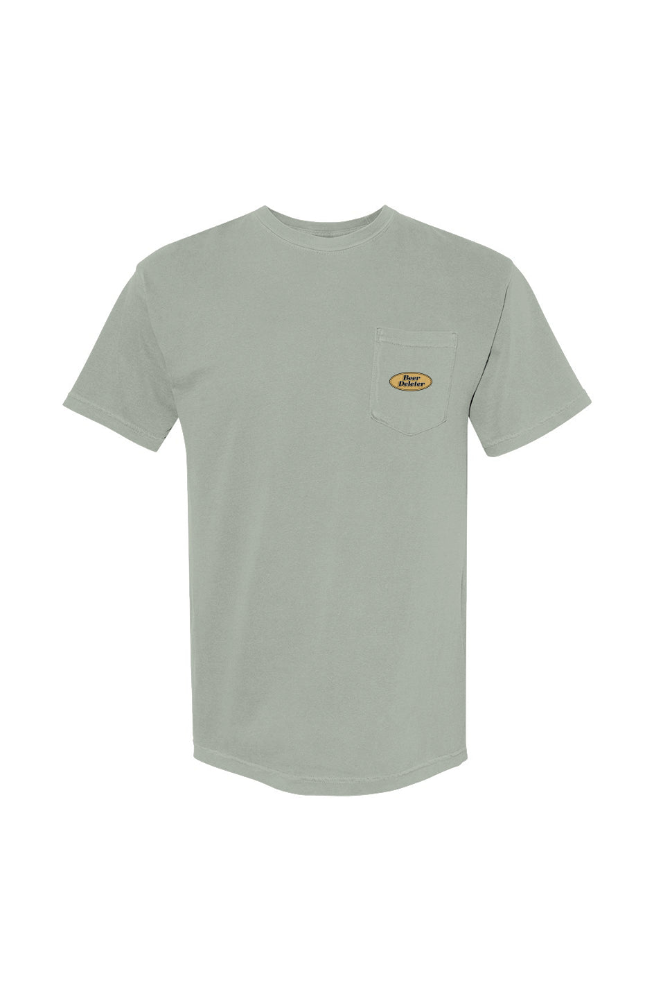 Light gray t-shirt with a small logo on the chest against a white background