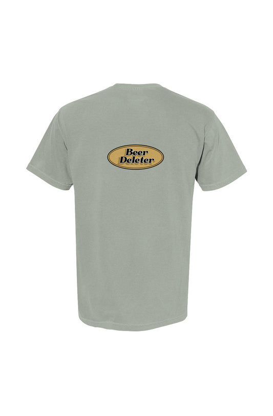 Light gray t-shirt with 'Beer Deleter' logo on a white background