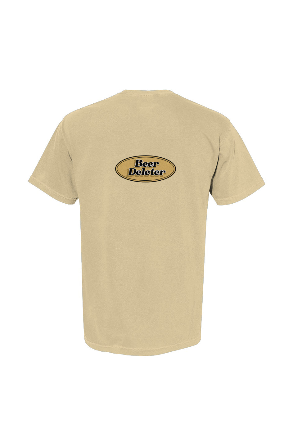 Banana t-shirt with 'Beer Deleter' logo on the back against a white background