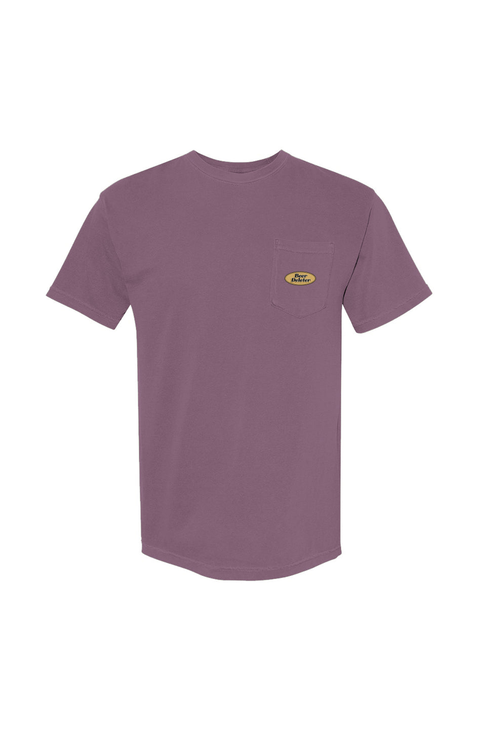 Purple t-shirt with a pocket on a white background