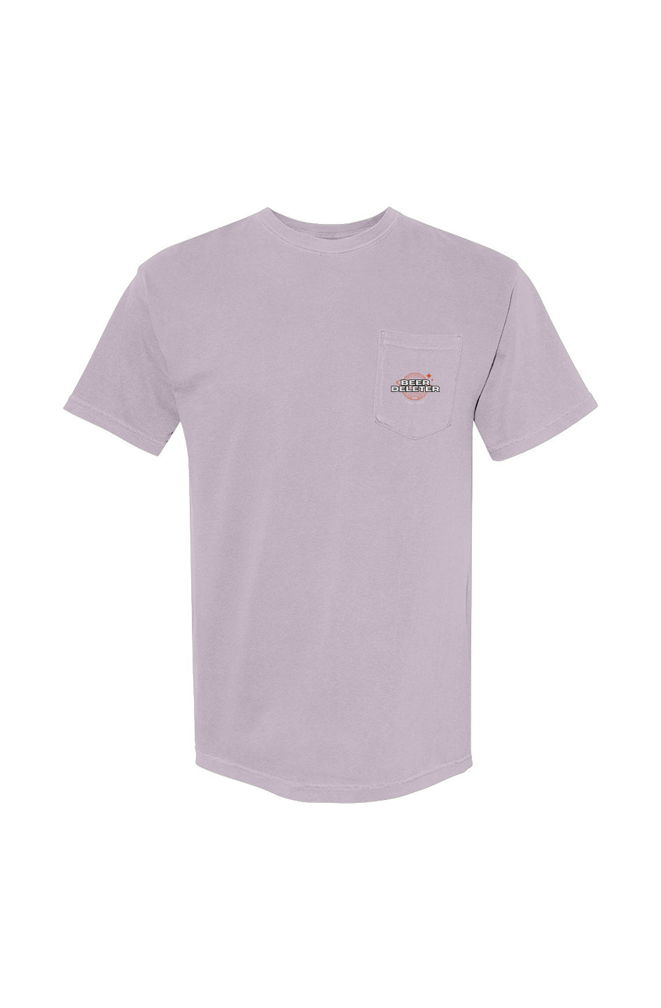 Light purple t-shirt with a small logo on the chest against a white background