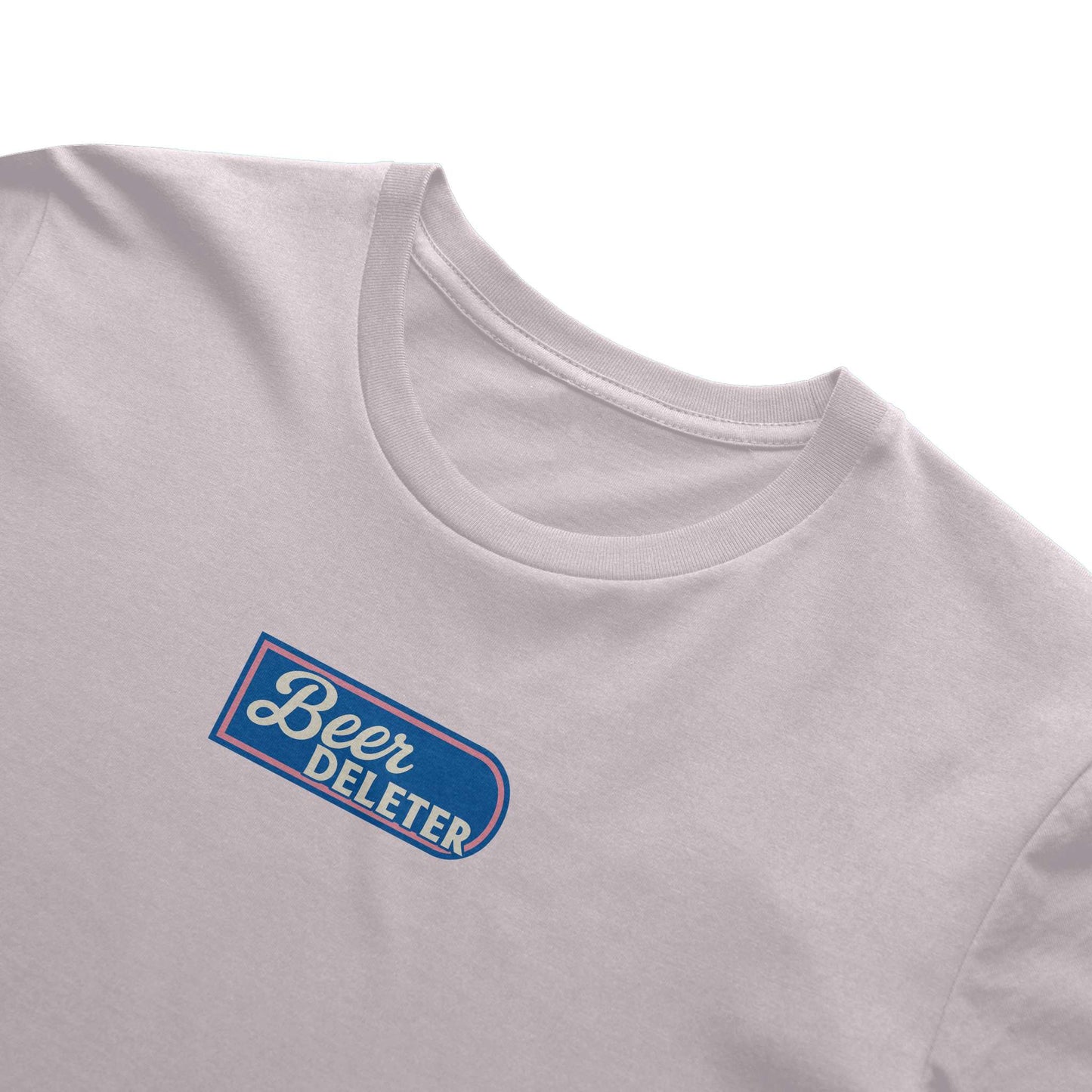Light pink t-shirt with 'Beer DELETER' logo on a white background