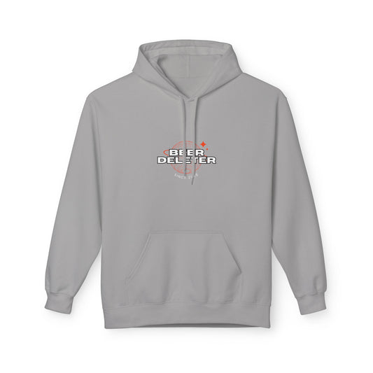 Gray hoodie with 'Beer Dealer' graphic on a white background