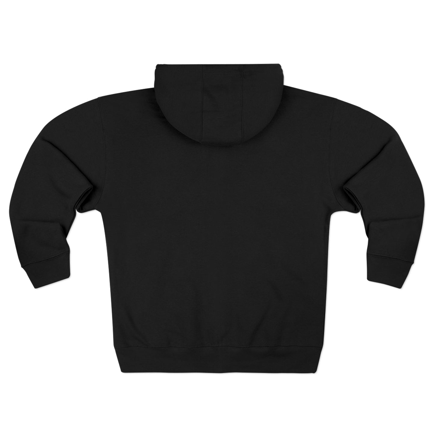 Back of black hoodie on a white background