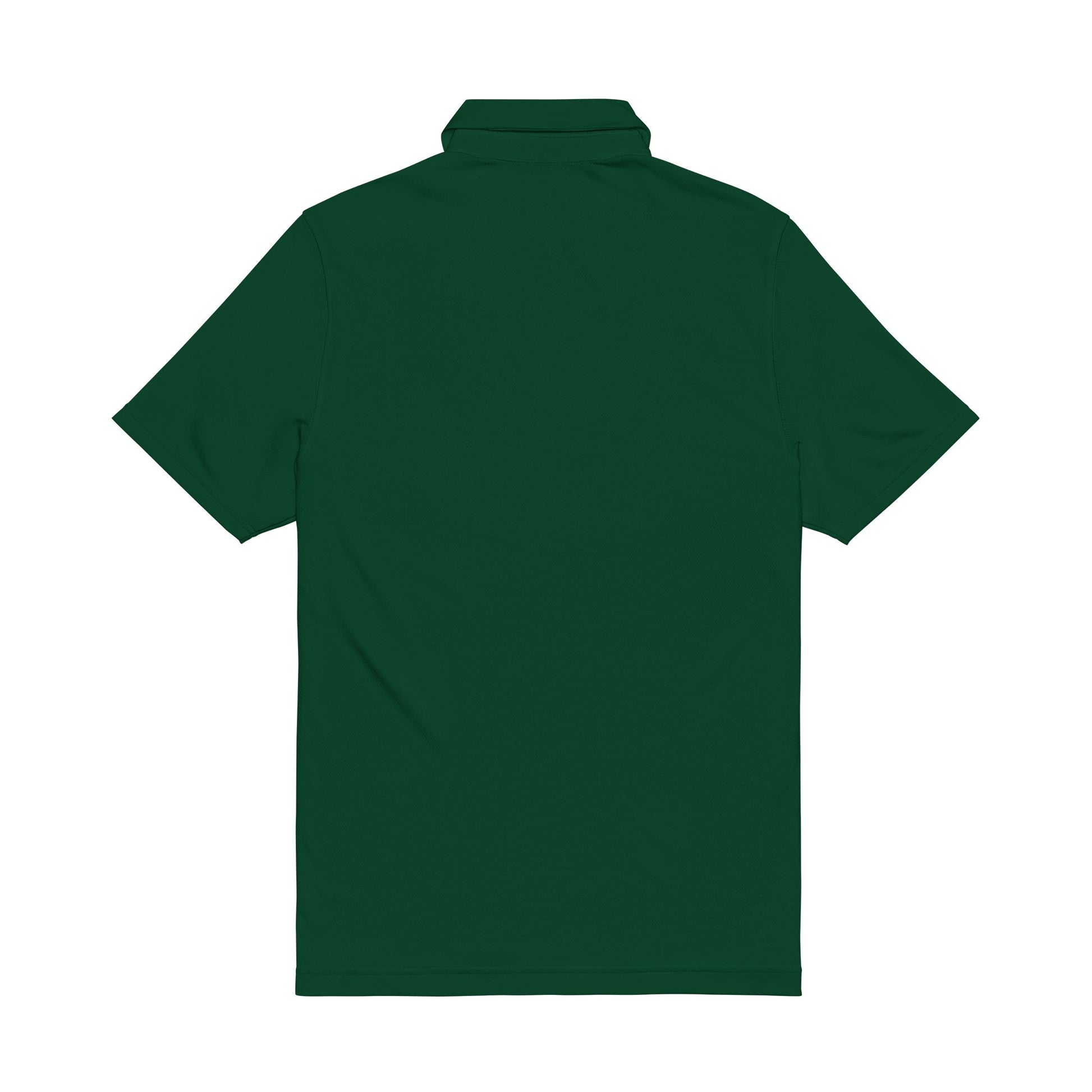 Back of green polo shirt on a white background
