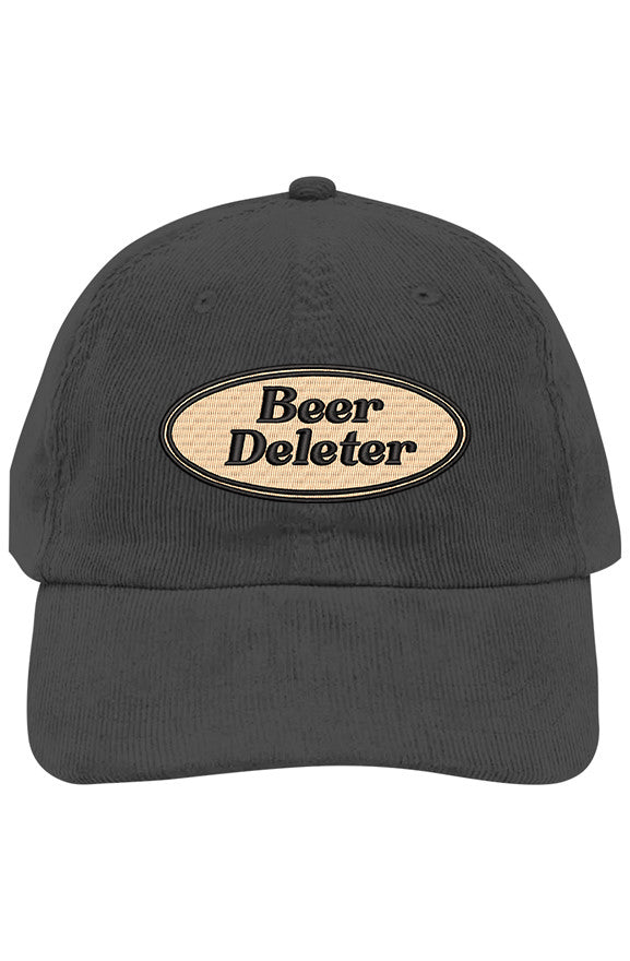 Black cap with 'Beer Deleter' text on a white background